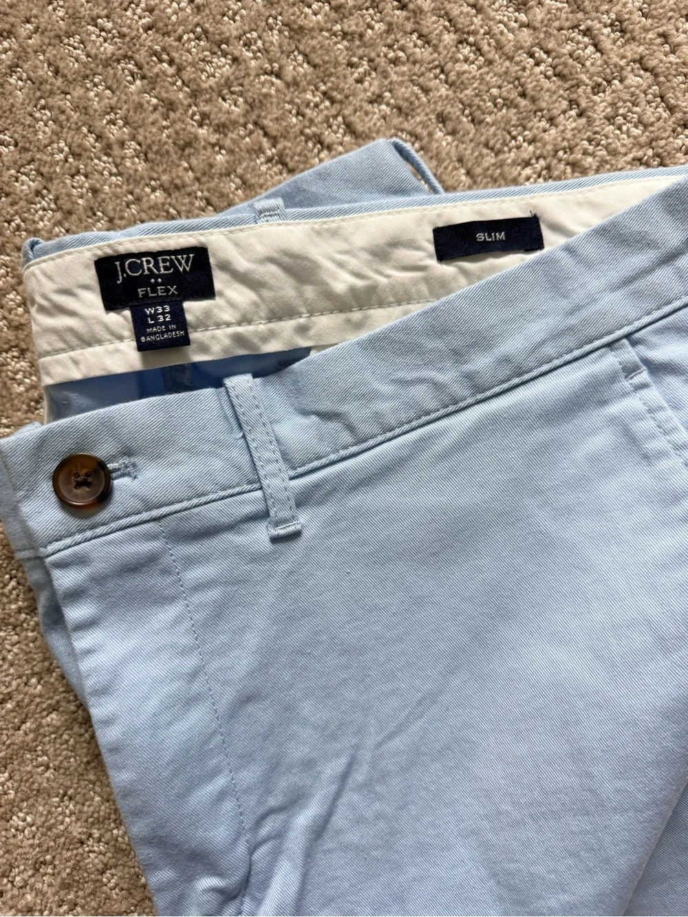 J.Crew Flex Slim Chino Pants Men’s 33x32 Light Blue